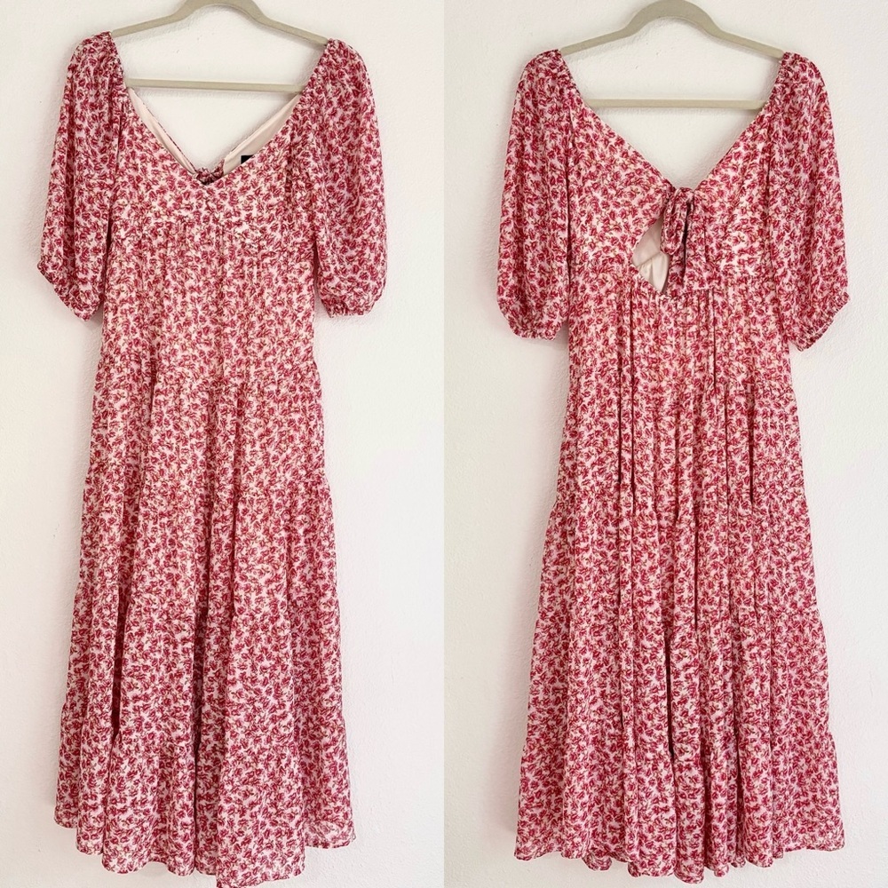 Code Mode | pink floral tiered maxi dress